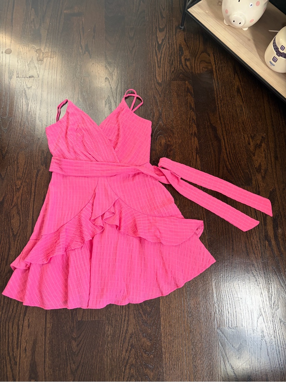 Trixxi Neon Pink Ruffle Wrap Mini